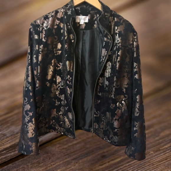 Erin London Zipper down Jacket - Black & Gold - Large - Fully Lined - Picture 3 of 11